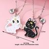 2pcs Set Cute Cartoon Colorful Crown Kitten Magnetic Attraction Pendant Necklace for Girl Child Women Friends Jewelry Sets Gifts