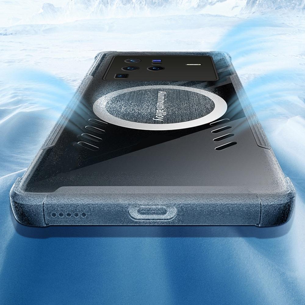 

For vivo X80 Pro 5G Ultra Slim Heat Dissipation Clear Phone Case Anti-fall Magnetic Cooling Hollow Back Cover Shell Black