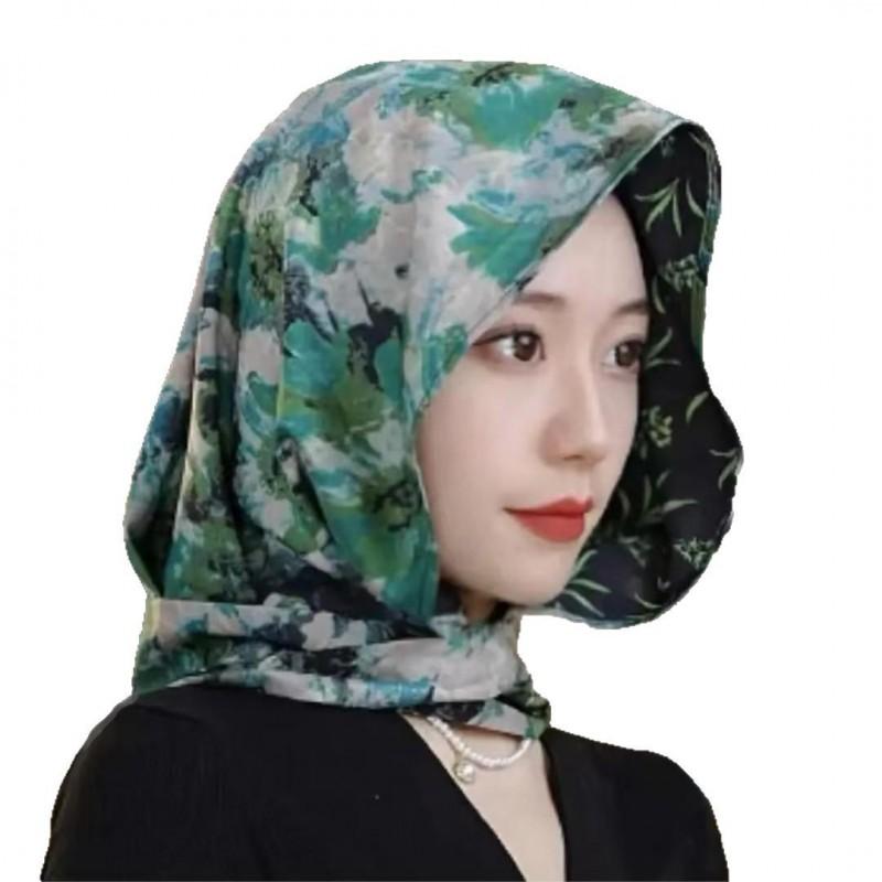 Floral Print Scarf Hat Women UV Protection Headwrap Outdoor Travel Photography Accessory