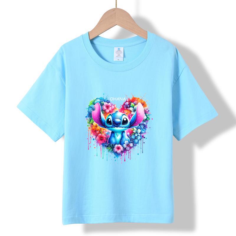 XH03 MINISO 2026 Summer New Printed Cotton Round Neck T-shirt for Children Aged 1-16, Boys and Girls