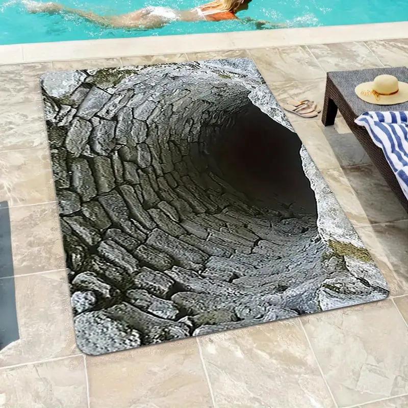 60*90CM Optická iluze Rohožka ke dveřím ,2D Plochá Vítejte Rohožka Vhodná pro Vnitřní i Venkovní Použití, Ideální pro Vchodové Dveře, Vstupní Prostory, Ložnici