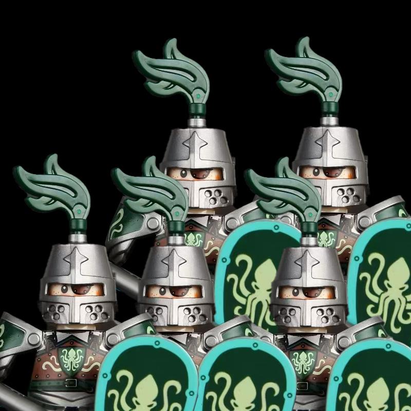 MOC Medieval Knight Castle Figures Building Blocks Weapon Wolf Swordsmen Guard Bow Arrow Shield Flags Warhorse Toys Gifts S002