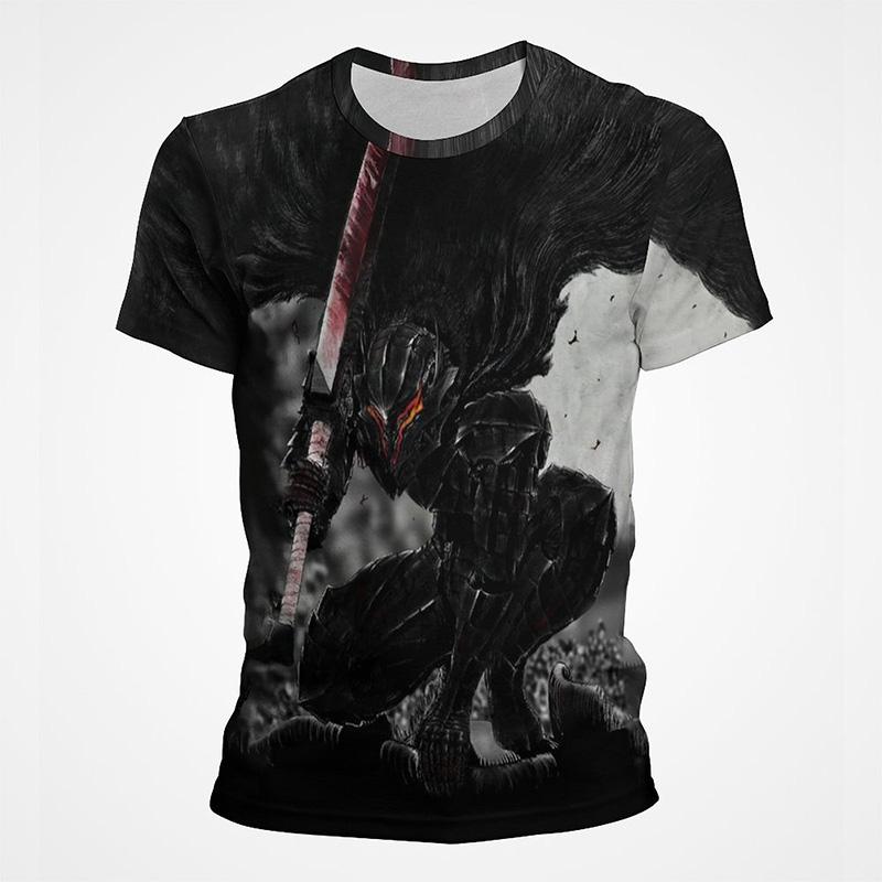 

Аниме футболка Berserk Guts On Behance с 3D принтом, мужские летние модные повседневные топы с короткими рукавами и героями мультфильмов 4XL оранжевый