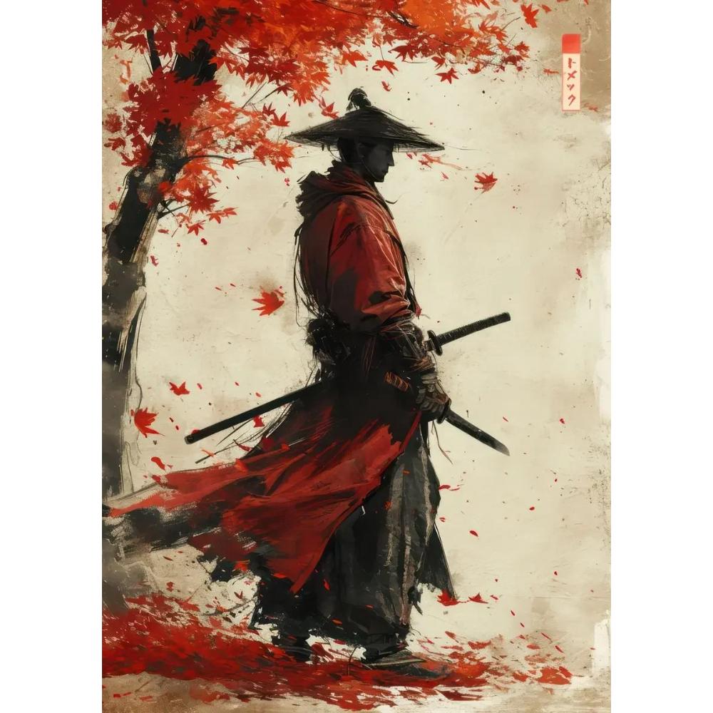 Sumie Japanese Ink Paint Geisha Samurai Landscape Prints Poster Canvas Painting Modern Wall Art Picture Living Room Home Decor