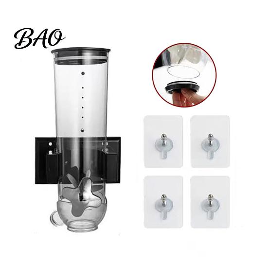 Coffee Bean Storage Jar Wall Mounted Dry Cereal Dispenser, Moisture Proof Airtight Food Space Saving Container Container, Plastic Organizer for Pantry