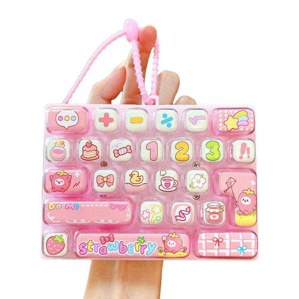 Cartoon Fingertip Button Keyring Pressable Keys Keyboard Clicker Keychain  Travel Use