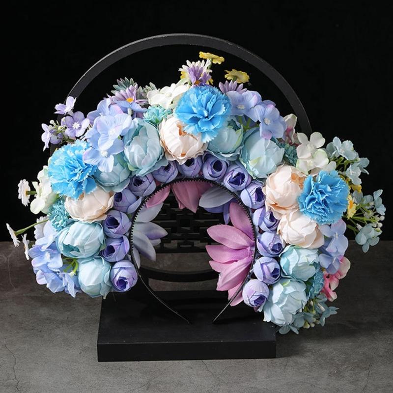 Bridal Garlands Florals Crown Wedding Flower Headband Beach Wreath Hairband Girls Hair Accessory Women Head Hoop Props