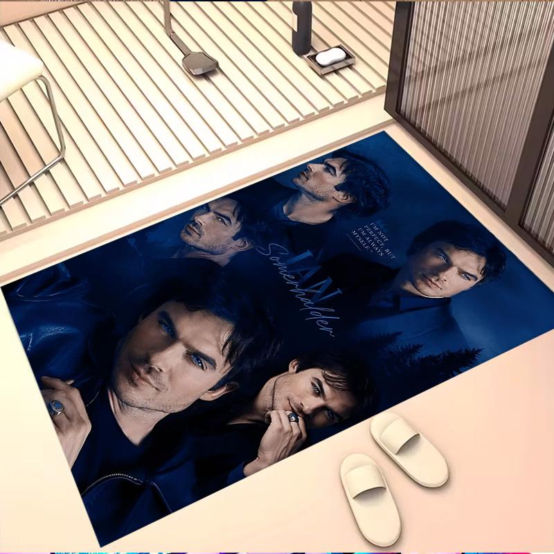 Damon Salvatore Print Rug, Washable Floor Carpet, For Entryway Dorm Laundry Room Office Study, Home Decor Birthday Christmas Gift