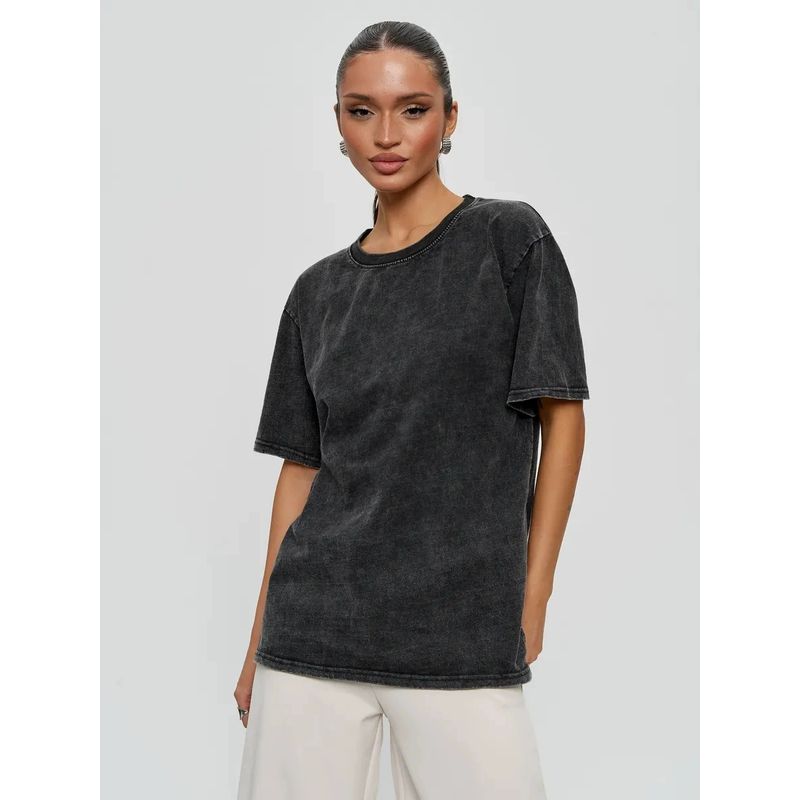 Simple and Loose Cotton T-shirt Top European and American Loose Distressed Short Sleeve Cotton T-shirt Top