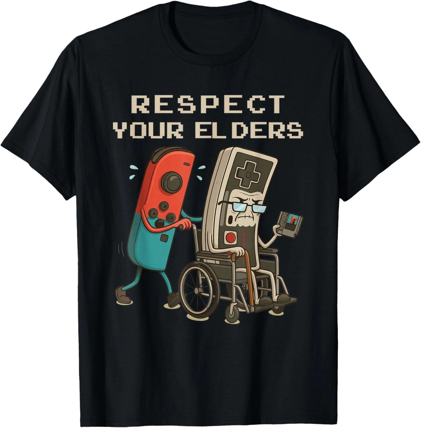 Respect Your Elders Retro Gaming Funny Gamer Controller 80s Gift Unisex T-Shirt S