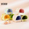 Cute Cartoon Printed Cage Accessory Quilted Hamster Bed, Print Cozy Hideout, Winter Cave Small Animal Nest Accessories for Chinchilla Gerbil