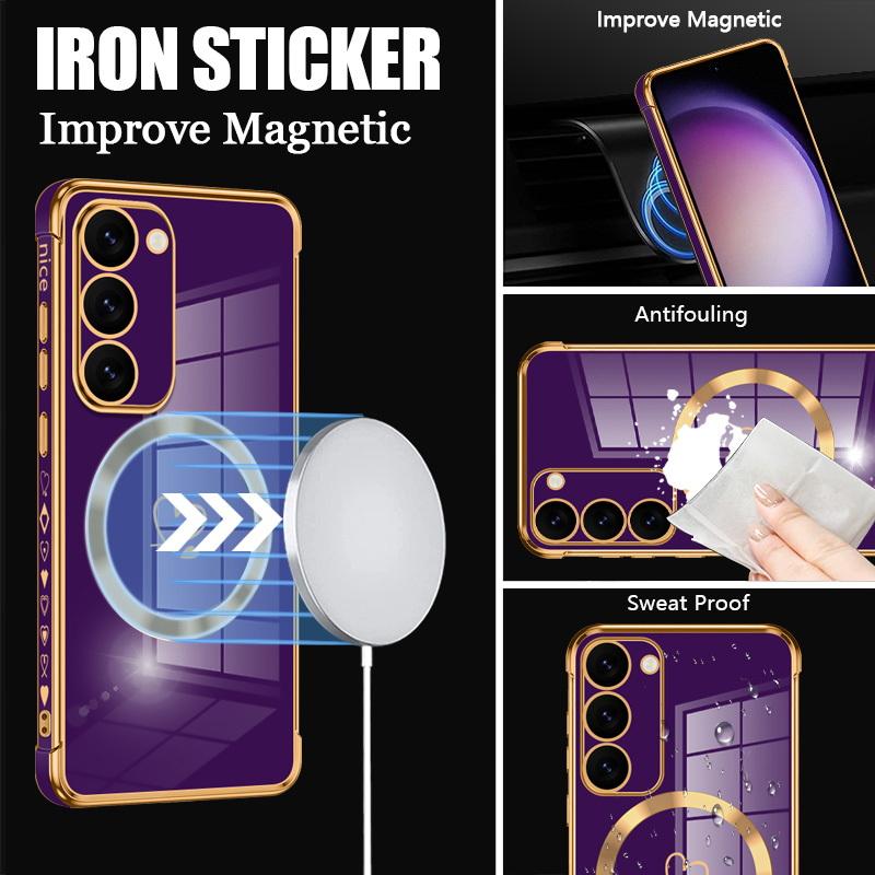 Für Samsung Galaxy S25 S24 Ultra S23 S22 Kabelloses Laden Stoßfest Love Heart Beschichtung Magnetische Hülle Abdeckung