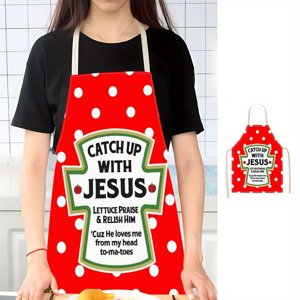 1 Stück Großer einfarbiger Hintergrund Romantisches Herzmuster Schürze, Heimdekoration Küchenbekleidung, Ärmellos Langlebig Waschbar Unisex Kochschürze,