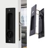 Zinc Alloy Sliding Door Lock Latch Handle Set Bathroom Balcony Cabinet Door Hardware FittingsBlack