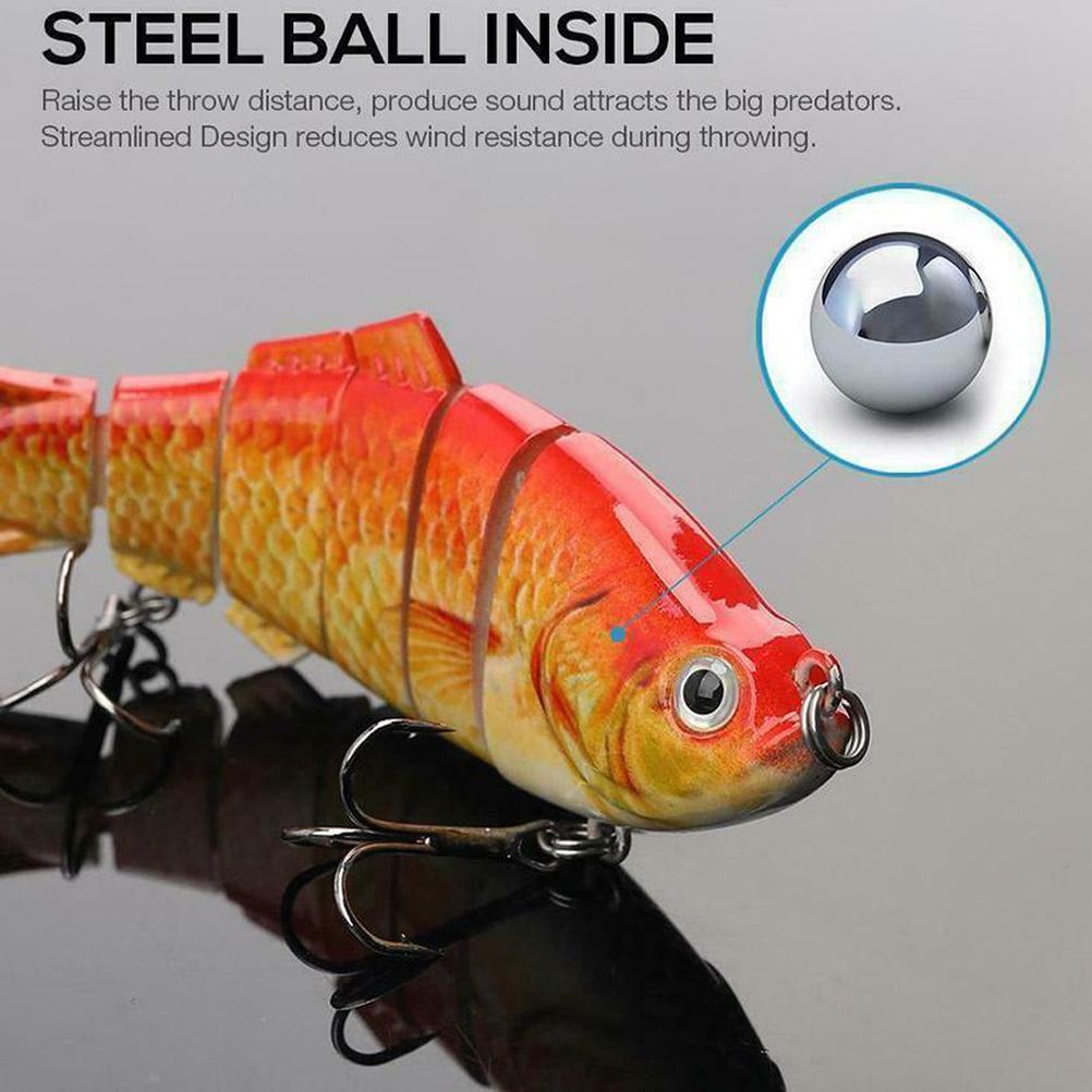5 pièces Leurres de Pêche à la Nage Multi-Articulés Segmentés 3D Réalistes Leurres Durs Appâts de Pêche Hameçons de Pêche Leurres Artificiels Leurres Wobblers