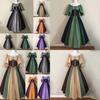 Retro Princess Gown With Puff Sleeves And Tie Waist For Stage Show And Cultural Events