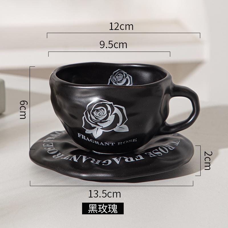 European Ceramic Coffee Cup And Saucer Set, Medieval Hand-Squeezed Ceramic Cup, Restaurant Home Afternoon Tea Cup, Breakfast Cup, Water Cup