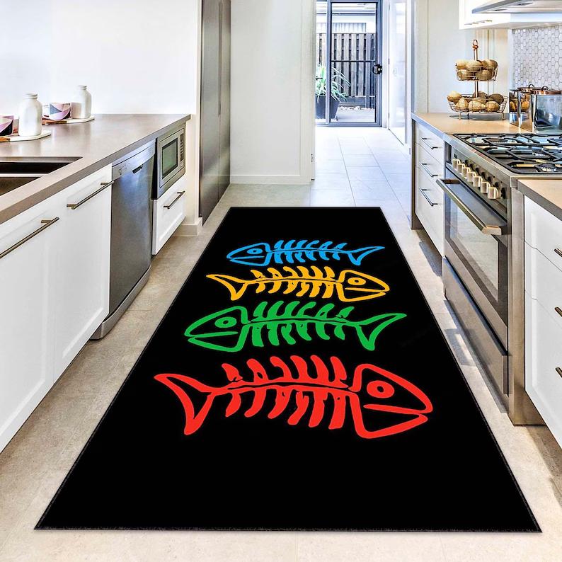 Underwater Coral Reef Runner Rug 3D Ocean Illusion Hallway Carpet with Tropical Fish Coastal Nautical Home Decor
