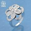 Sparkling Crystal Zircon 925 Sterling Silver Flower Ring For Women Luxury Elegant Jewelry Gift Engagement Wedding Birthday Party