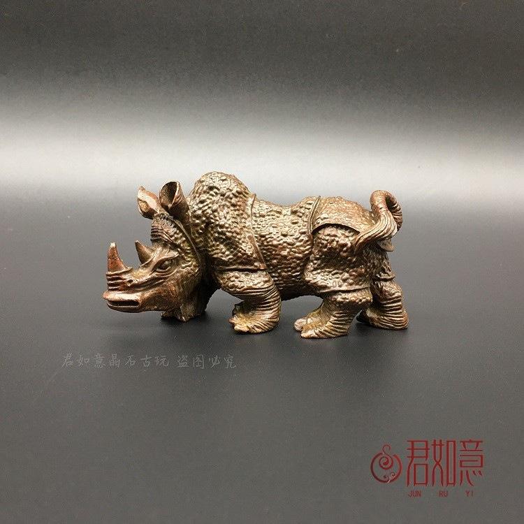 Large Ornament Pure Solid Carved Bull Tea Ceremony Copper Pet Antique Patina Small Rhino Copperware