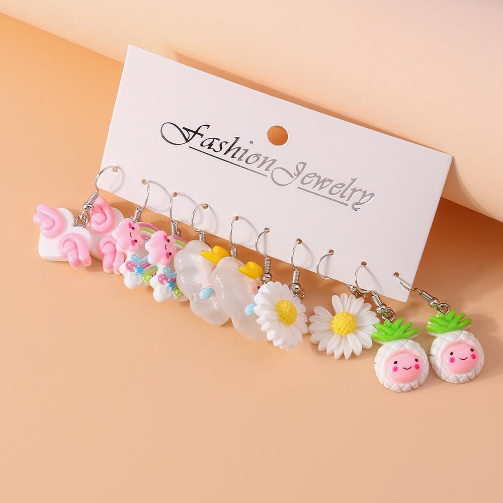 5 Pairs Cartoon Ice Cream Cookie Chocolate Donut Earrings for Women Girls 3D Food Dangle Earrings Kids Jewelry Gifts