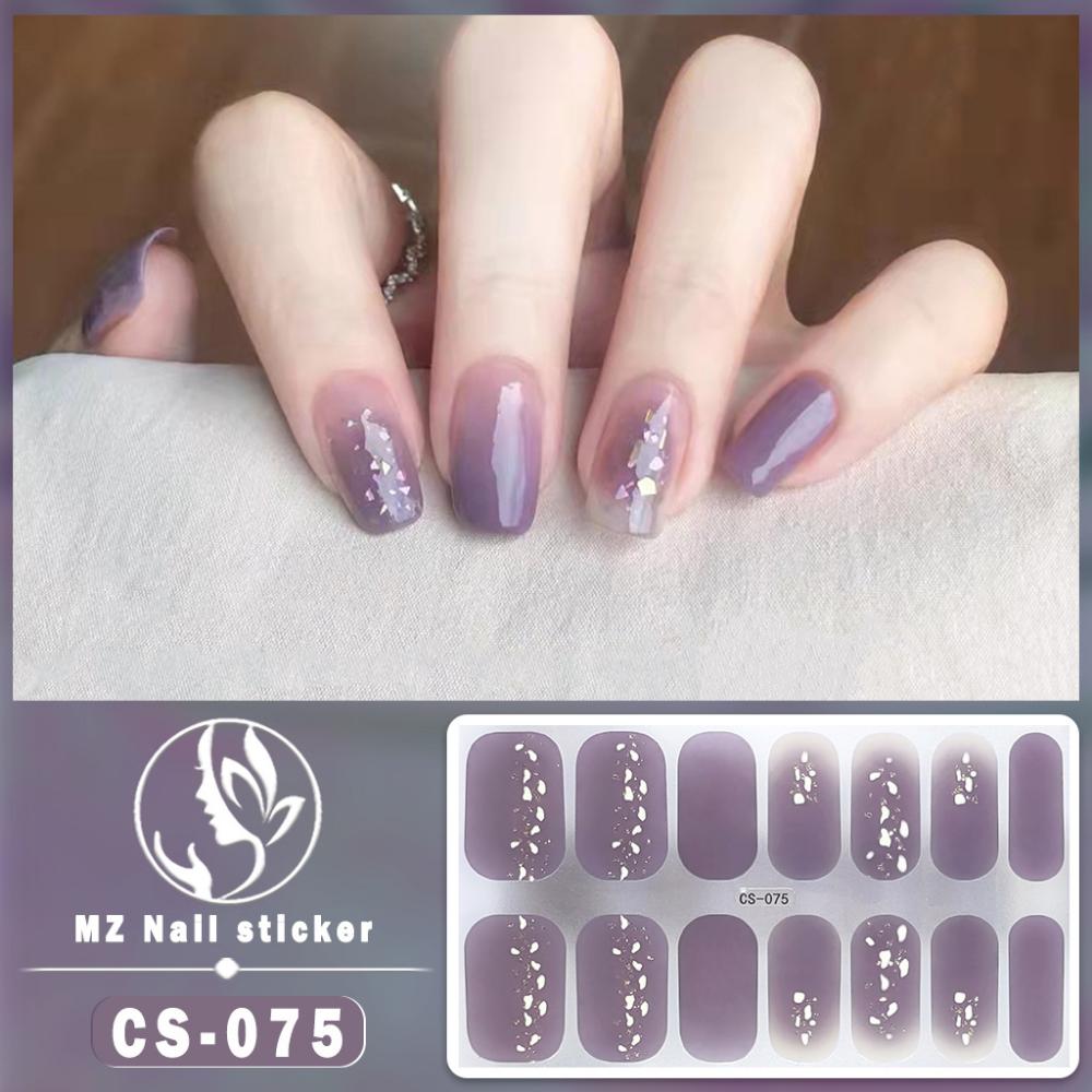 New type of bake-free gel nail polish film, full sticker, plaid spring and summer flower nail art film, nail film, waterproof paper patch