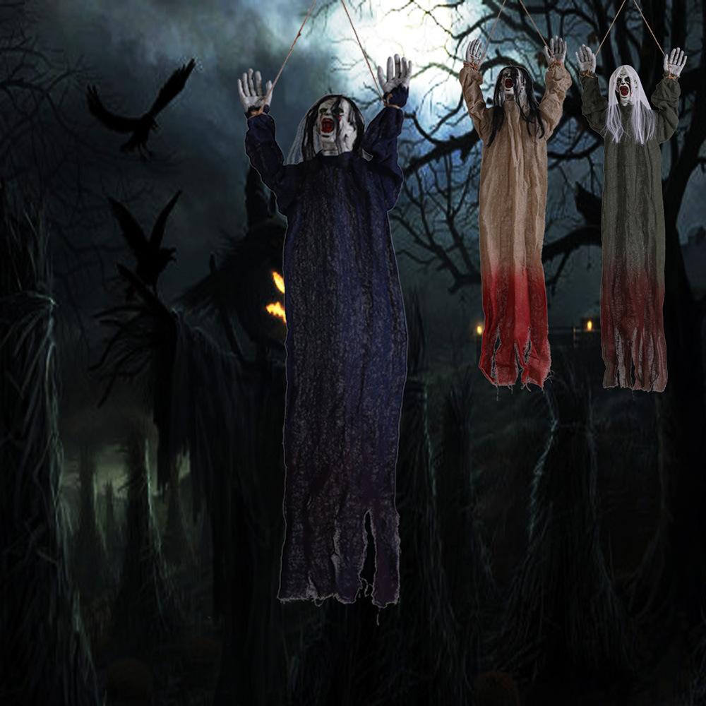 1-4PCS Halloween Hanging Ghost Decoration Long Hair Ghost Fear Party Haunted House Secret Room Atmosphere Decoration Props