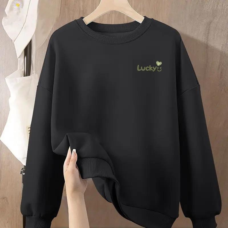 

Топи Весна Осінь Тонкий Дизайн Жіночий Новий Худі Без Капюшона та Вільний XL чорний