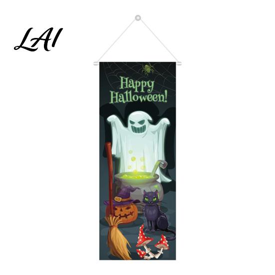 Witch Theme Wall Decor Halloween Flag Banner Backdrop Spooky Pumpkin Ghost Hanging Decorative Photo Booth Backgrounds Background Decoration
