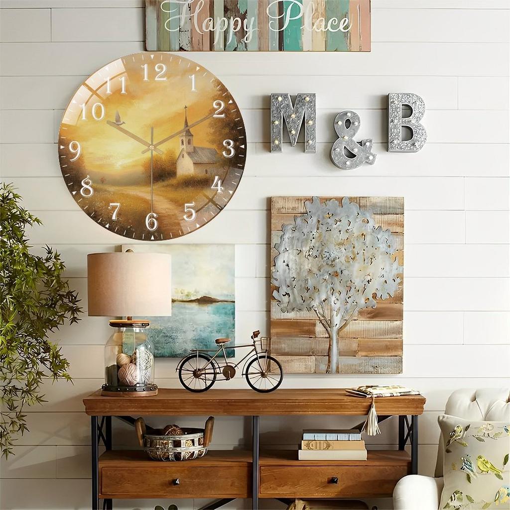 Silent Round Glass Wall Clock 30cm Custom Design High Transparency Modern Wall Clock