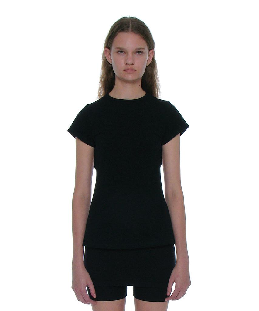PARTIMENTO WOMEN Minimal Button-Up Medium Length Top_Black