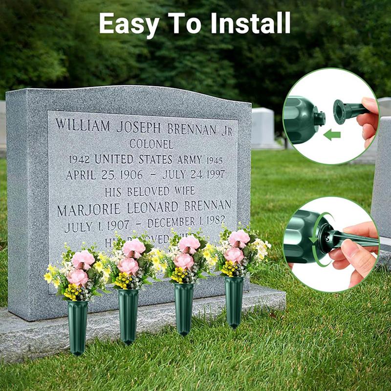 1/2Pcs Cemetery Vase With Spikes Plastic Floral Vase Holder For Gravestone Grave Yard Ground Outdoor Flower Marker Decorations