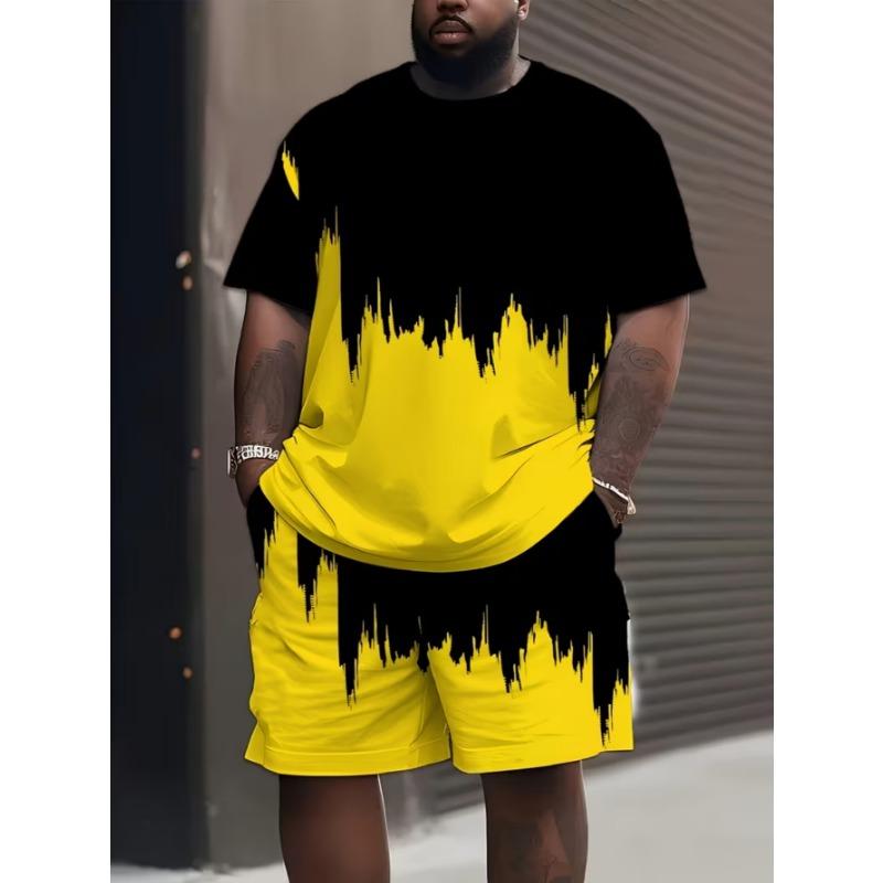 Trend modă stradală urbană set bărbătesc cu gât rotund, mânecă scurtă și pantaloni scurți, simplu, casual și confortabil pentru exterior