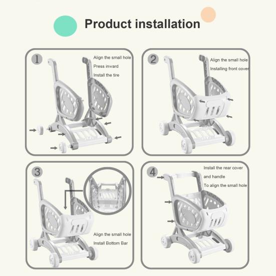 Experiență practică realistă în scenă Culoare strălucitoare pentru copii Supermarket Push Troler Educație Casă de joacă Jucărie pentru divertisment Pretinde