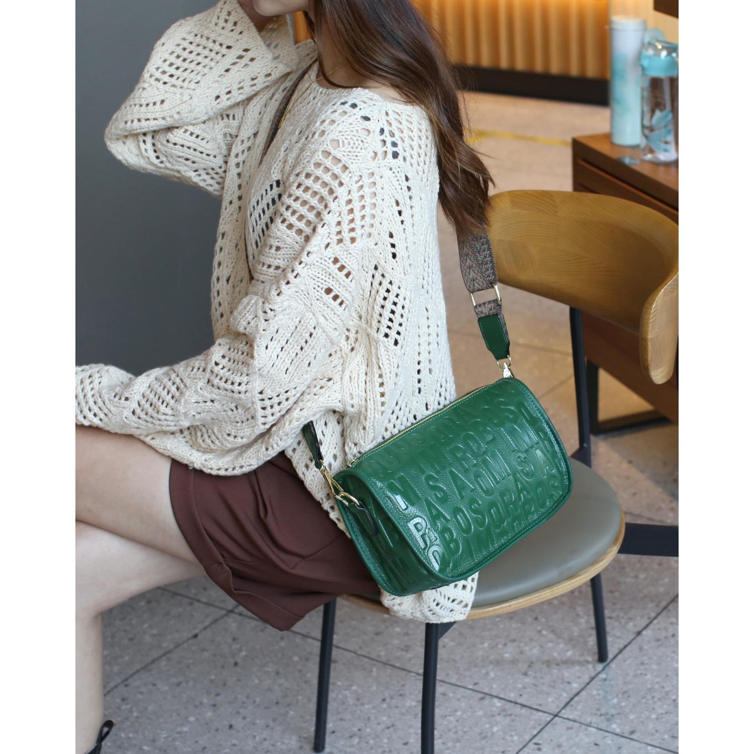 

Женская сумка из коровьей кожи через плечо, кроссбоди, портативная, практичная, с тиснением, в форме ракушки, простая сумка зелёный