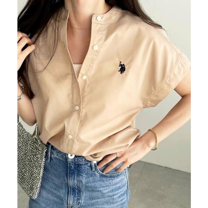 

Летняя новая рубашка Thorn, женская, высокого класса, с короткими рукавами, однотонная, вышитая, маленькая, универсальная, модная рубашка XL хаки