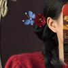 Pearl Red Flower Hair Clip New Chinese Style Hanfu Hairpin Wooden Hair Stick  Hair Sticks for Buns