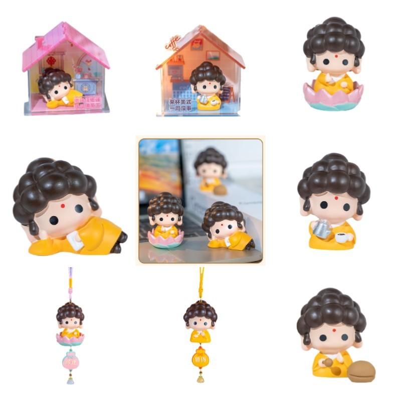 Buddha Cute Bubble Head Statue Ornament Cartoon Desktop Decor Bag Pendant Gift