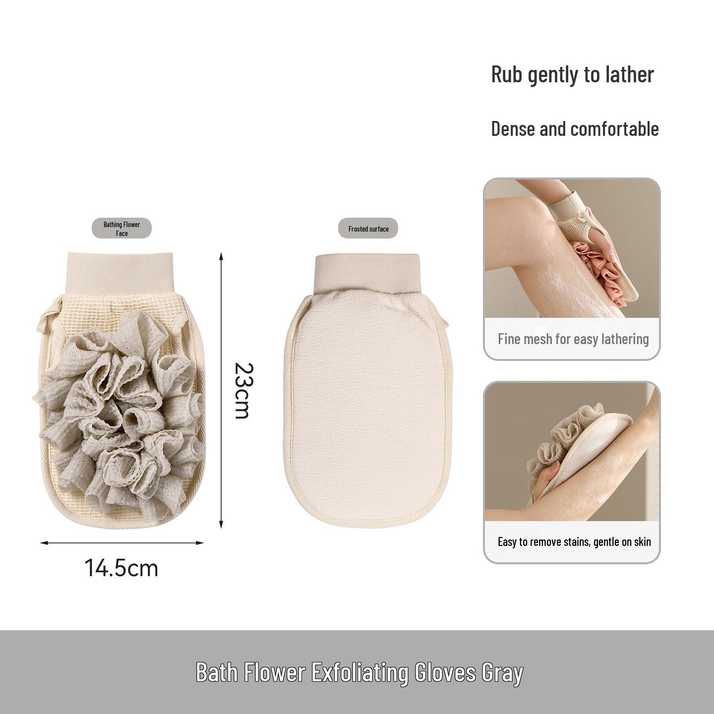 FaSoLa Double-Sided Bath Towel & Back Scrubber for Women - Gentle, Non-Irritating Sponge Glove