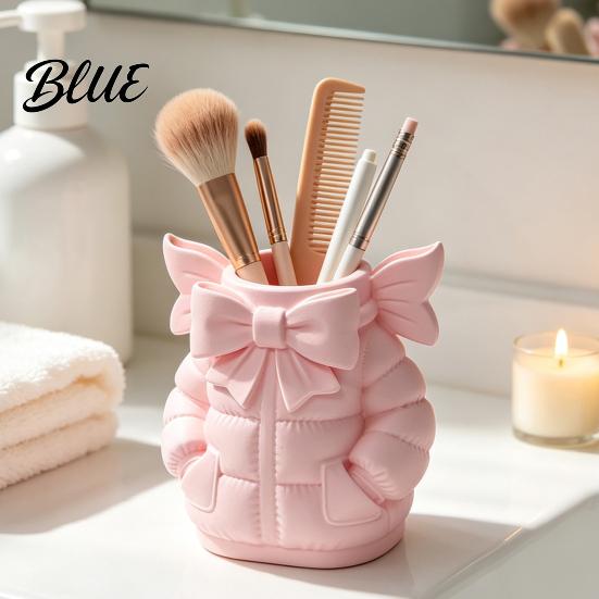 PLA Material Desk Storage Cute Bow Puffer Jacket Pen Holder 3D Printed Desktop Organizer Decorative Home Office Tidy Makeup Brush Cup Creative