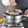 Stainless Steel Double-layer Steaming Pot, Soup Steaming Dual-purpose Pot with Steaming Basket, Thickened 28CM Steaming Pot