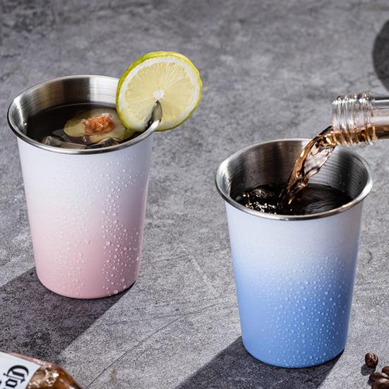 Yousheng Stainless Steel Cup, Reusable with Gradient Color Camping Cup, Frosted Texture Lightweight Beer Cup for Outdoor Picnic