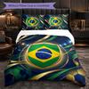 Brasilien Fußballmuster 3-teiliges Bettwäsche-Set Weiche Mikrofaser-Bettbezug mit Kissenbezügen für das Schlafzimmer
