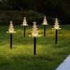 Outdoor Solar Christmas Lights Christmas Snowflake Star Solar Powered Lawn Garden Light Set Of 5 Waterproof Pathway Stake Lights