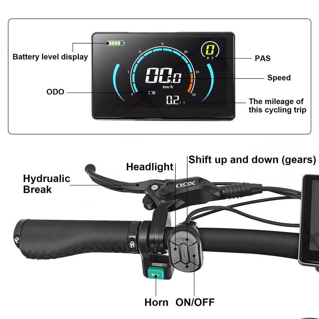 Electric Bike Foldable EMOKO C94 20" 1000W Motor City Ebike 48V 35AH Max Range 200Km 7 Speed Black