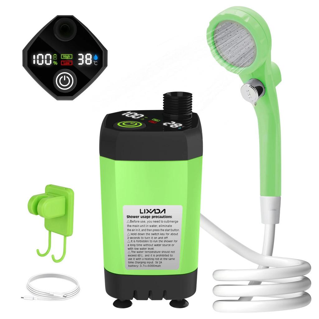 6000mAh Full Screen Intelligent Digital Display Shower Kit Portable Camping Shower Pump Adjustable RV Outdoor Shower Kit