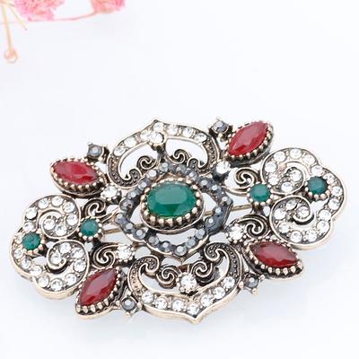 Retro Damen Blumenbrosche Nadel Grau Kristall Schmuck Strass Brosche Muster Revers Brosche Großhandel