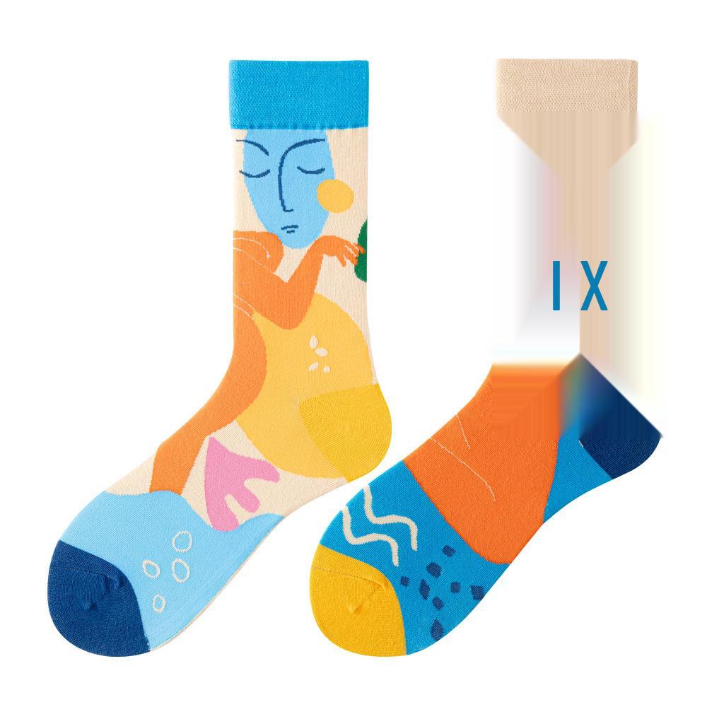 Asymmetric Colorful Christmas Cotton Socks for Couples