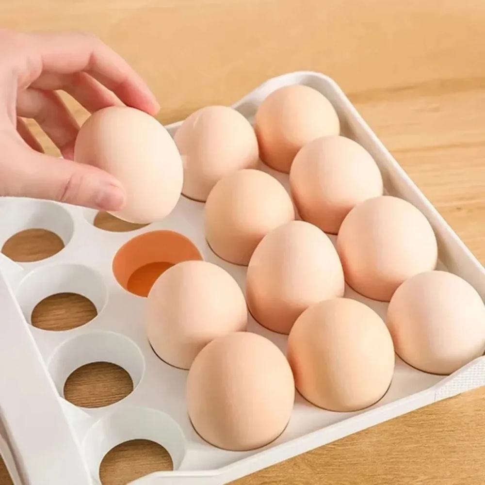 32 Cells Kitchen Egg Storage Box Refrigerator Egg Storage Box Drawer-type Storage Double-layer Pull-out Box for Egg Preservation