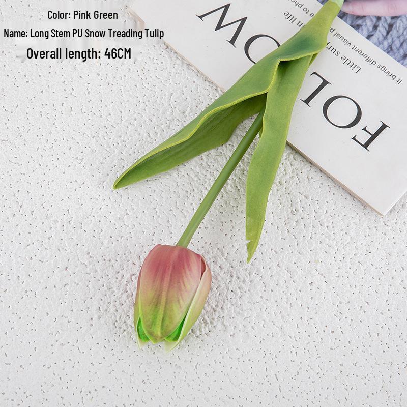 

Искусственный цветок тюльпана из полиуретана для украшения дома и свадеб - Ручной MW54102 розовый зеленый